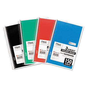 Mead® Spiral Notebook, 3 Subject, Medium-college Rule, Randomly Assorted Covers, 9.5 X 5.5, 150 Sheets freeshipping - TVN Wholesale